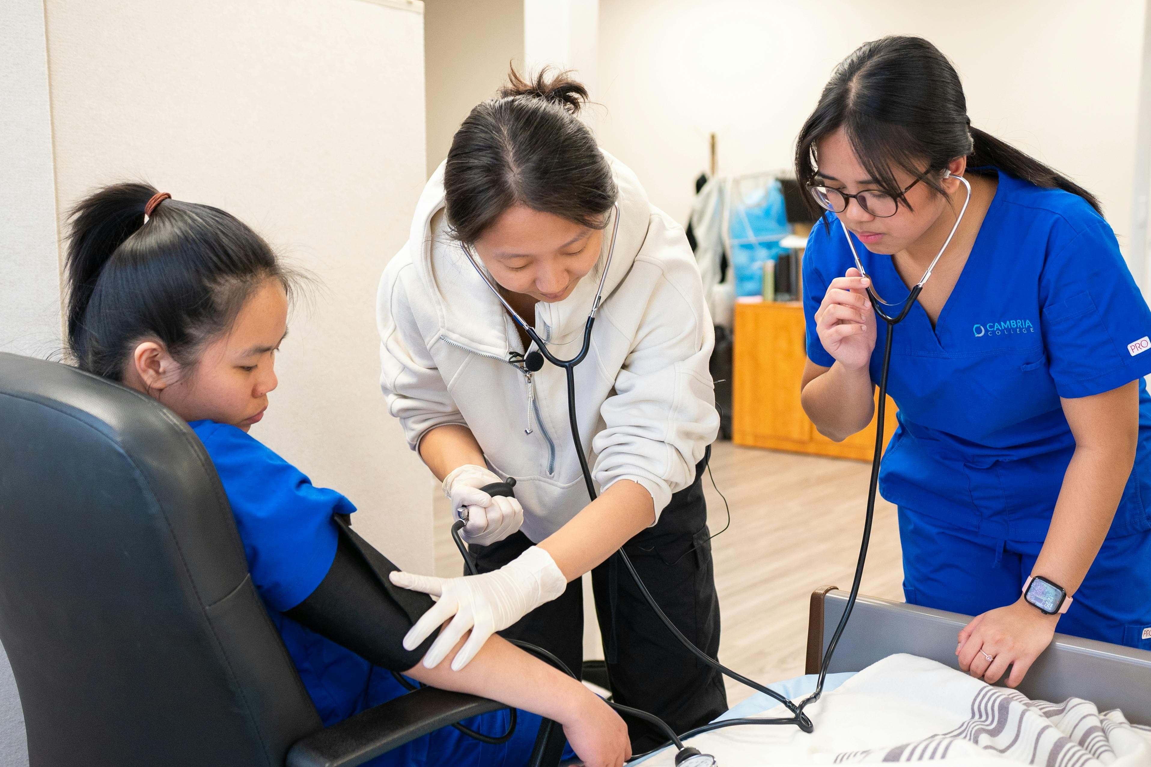 Nursing students studying